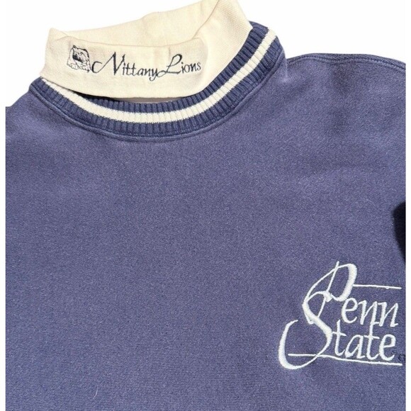 Vintage 90s PSU Penn State University Sports Crewneck Turtleneck Sweatshirt L - Picture 3 of 11